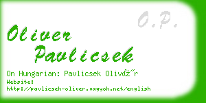 oliver pavlicsek business card